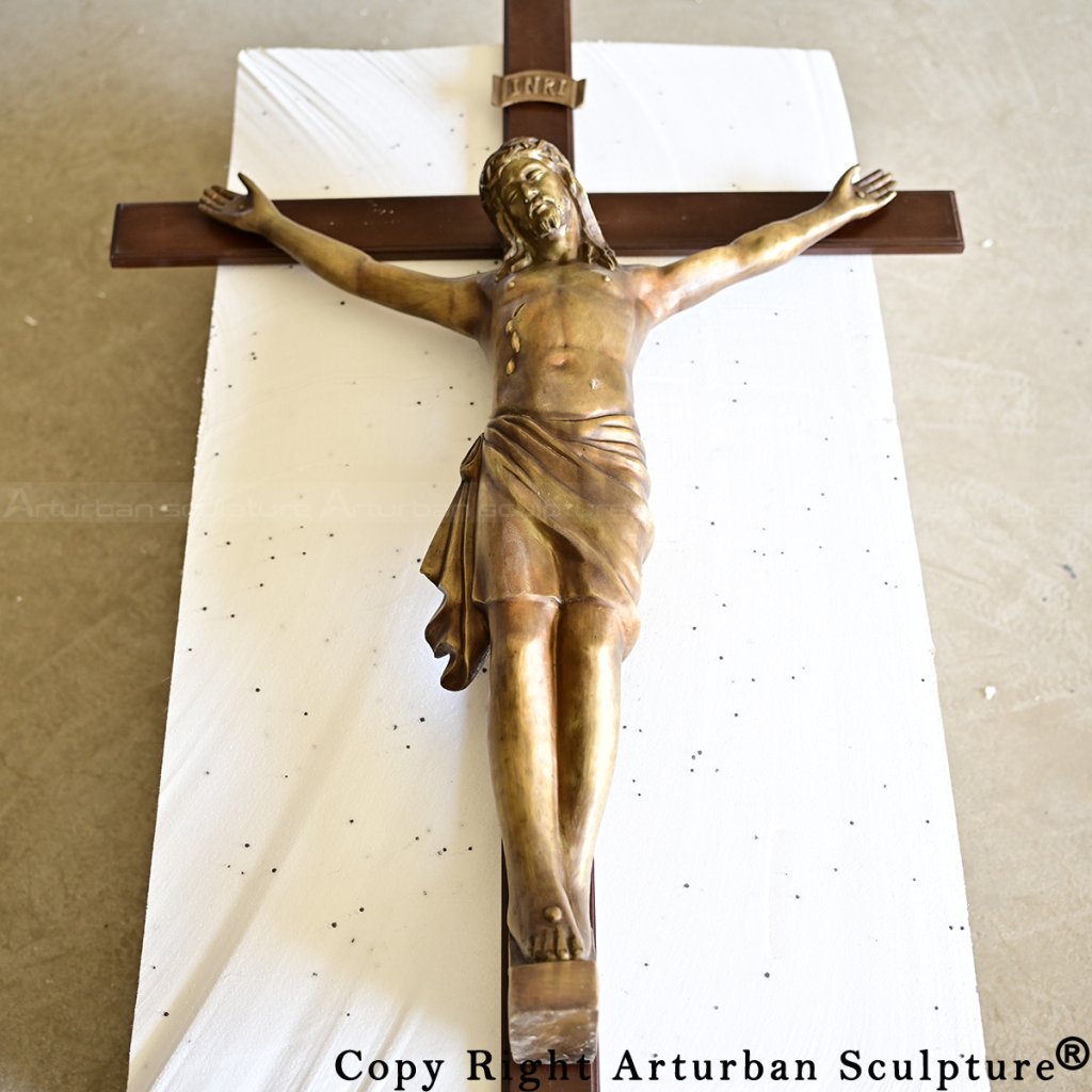 3 Church bronze jesus on the cross crucifix sculpture
