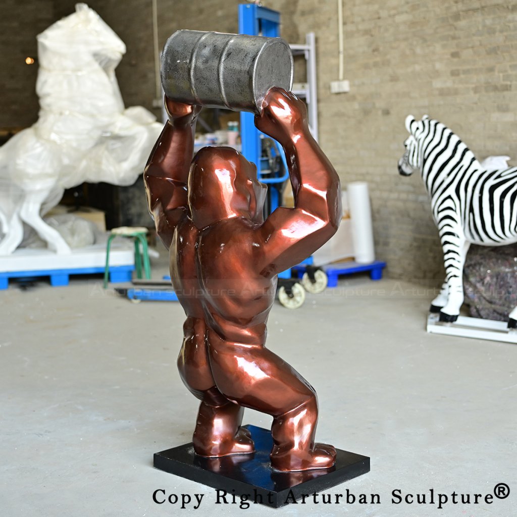  Wild Kong Oil Kong Baril bronze sculpture rear angle