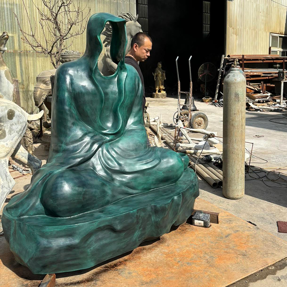 Abstract Bodhidharma Sculpture bronze seated monk design