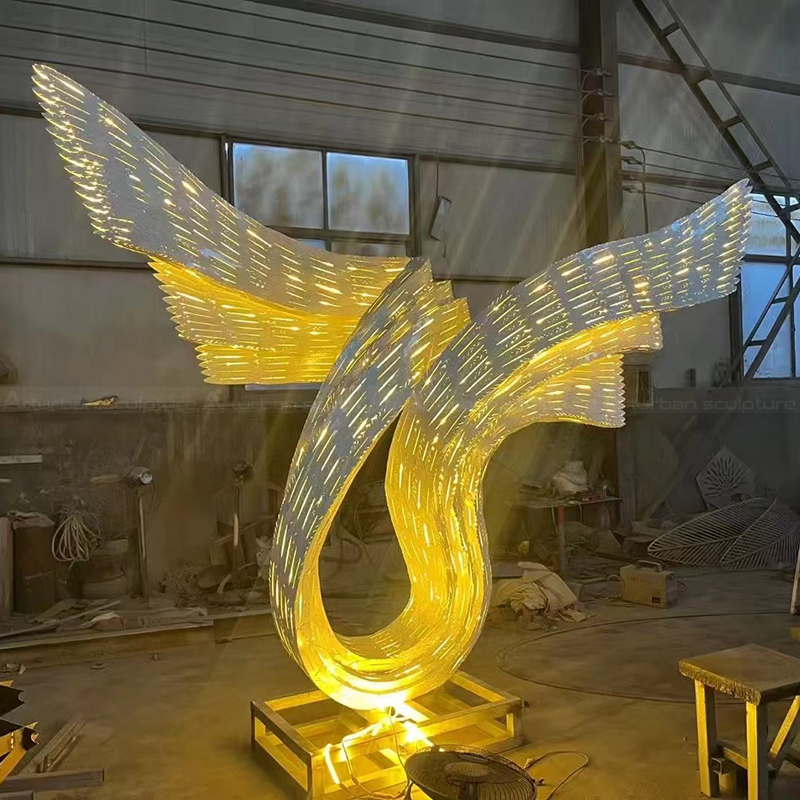 Abstract Wing Sculpture stainless steel outdoor artwork