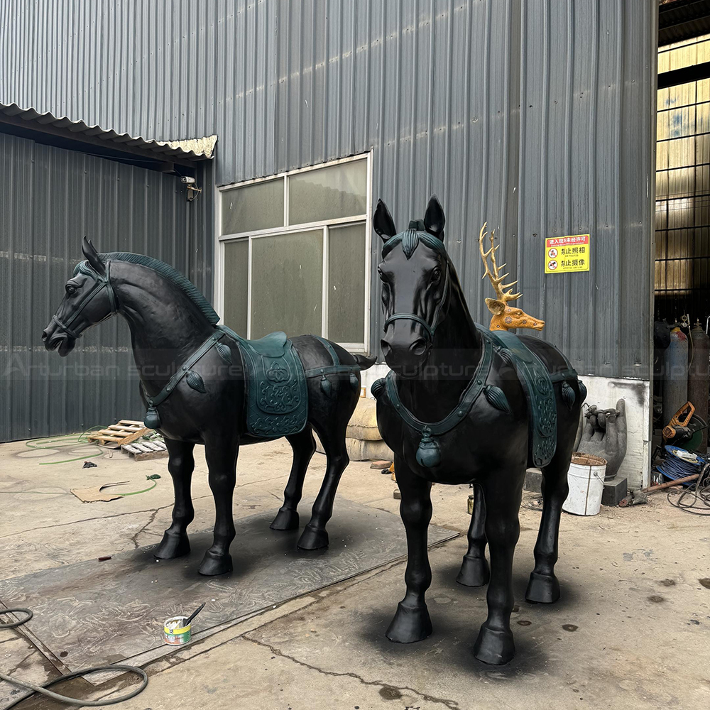 Antique Bronze Horse Sculptures pair