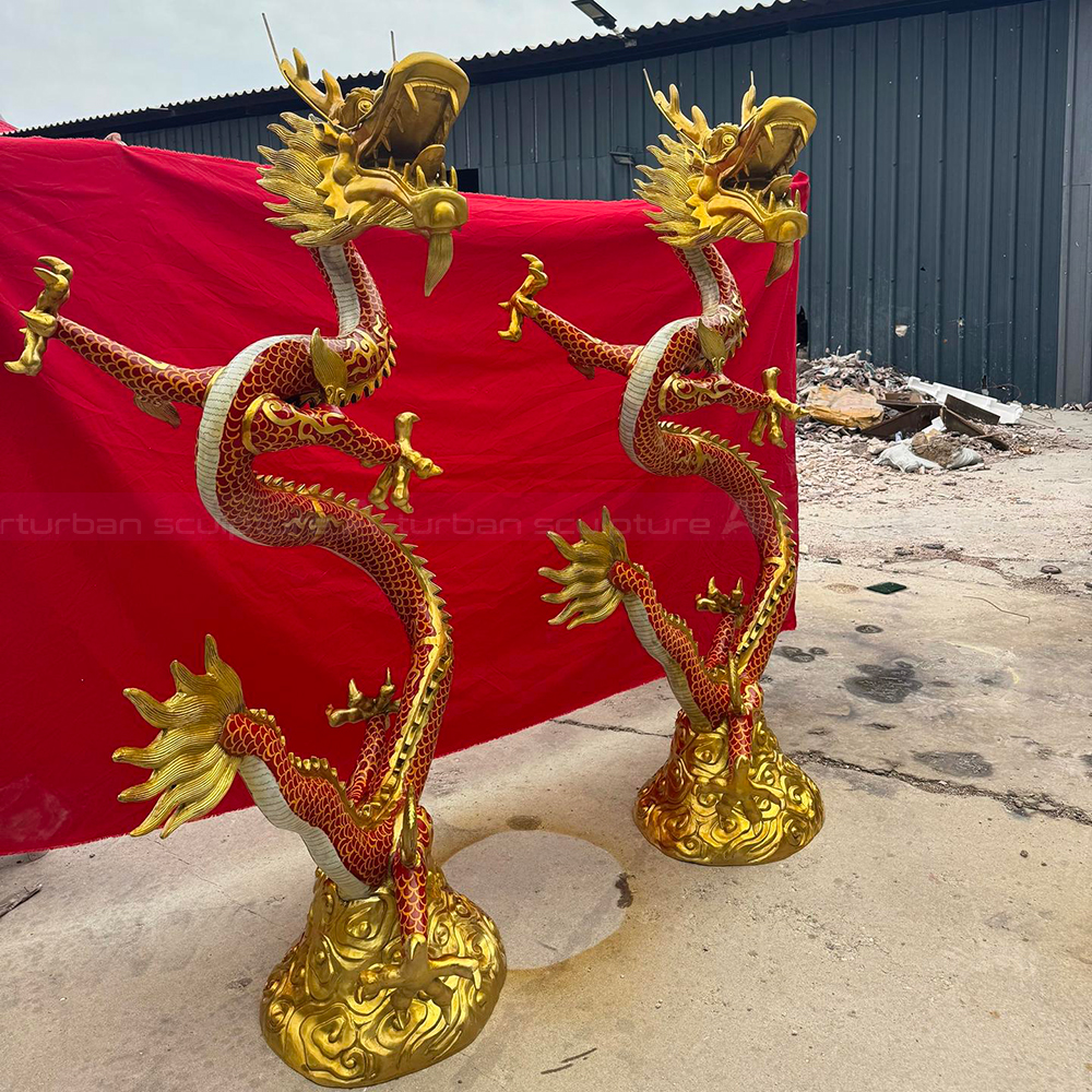 Asian Dragon Sculpture bronze twin outdoor display