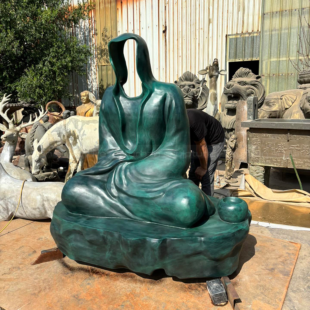 Bronze Abstract Bodhidharma Sculpture with flowing robes