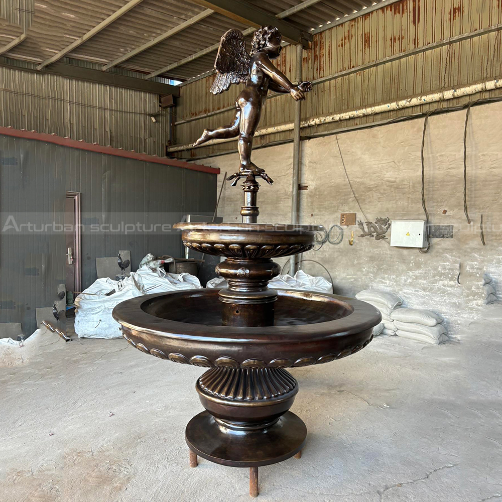 Bronze Cherub Fountain classical garden water feature