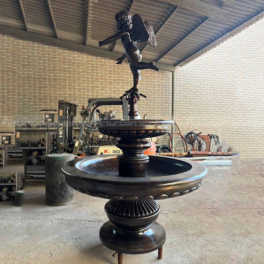 Bronze Cherub Fountain with ornate round basins