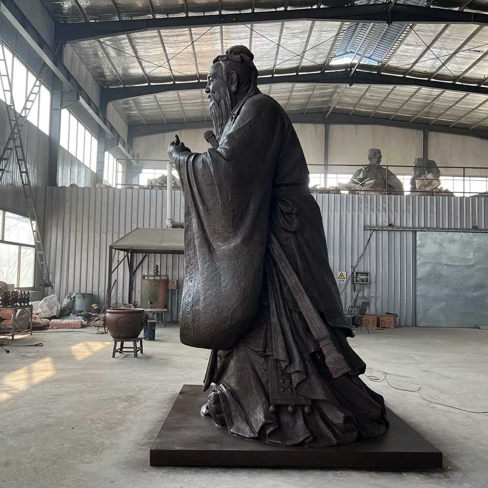 Bronze Confucius Garden Statue side view