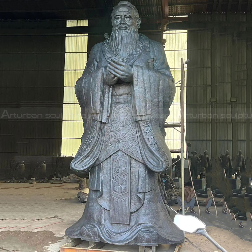 Bronze Confucius Sculpture finished in factory workshop