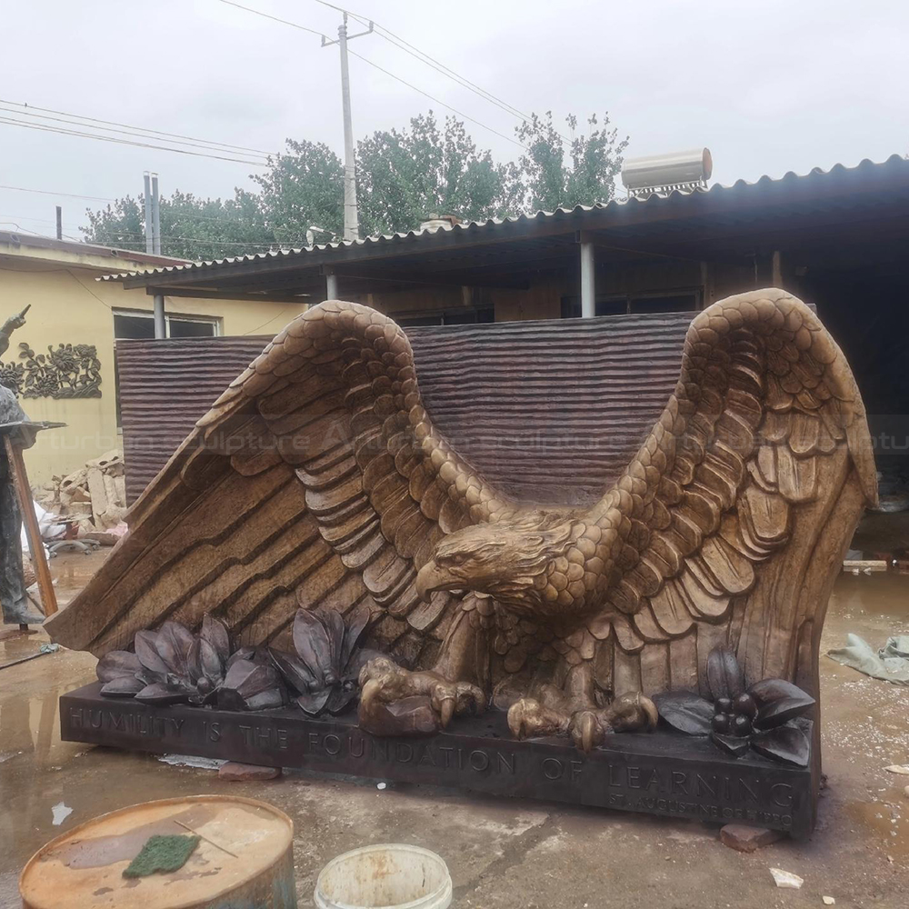 Bronze Eagle Big Statue perched on base