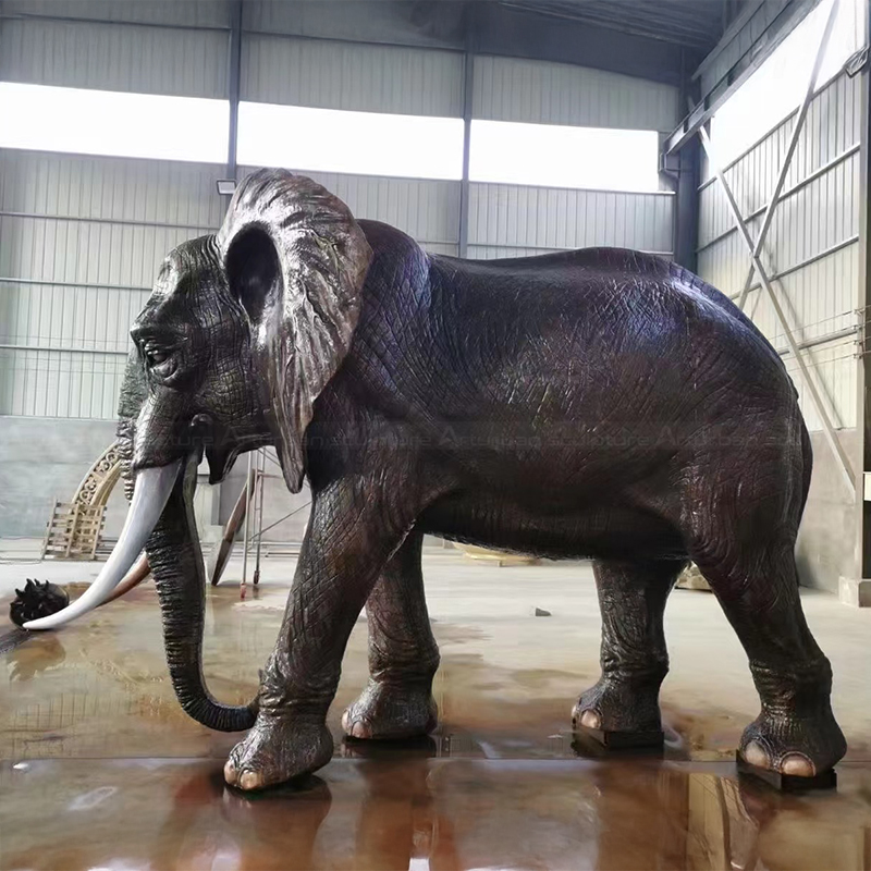 Bronze Elephant Garden Sculpture in side profile