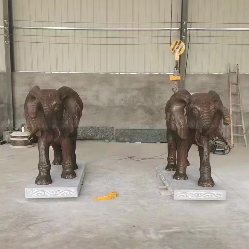 Bronze Elephant Statue Front Door frontal view