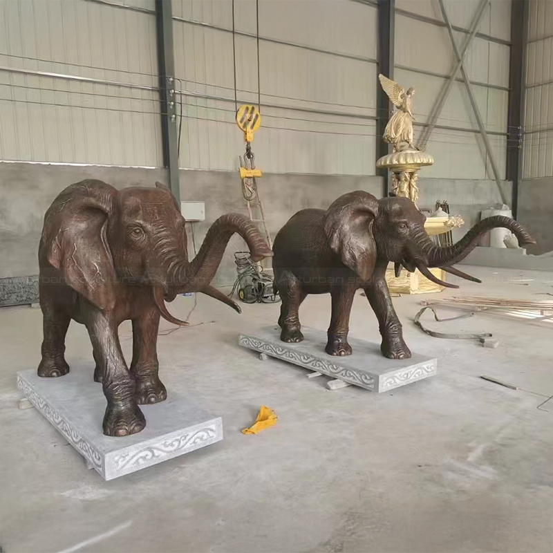 Bronze Elephant Statue Front Door pair display