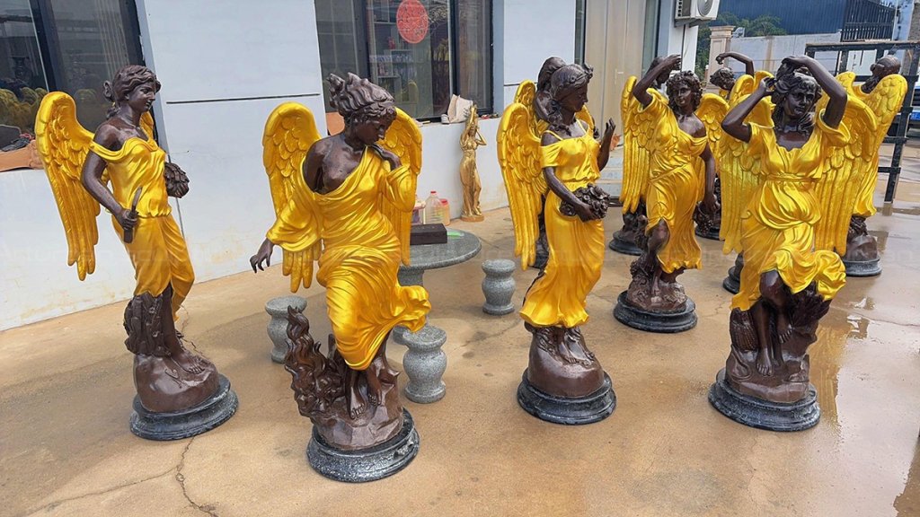 Bronze Four Seasons Goddess Sculpture collection display