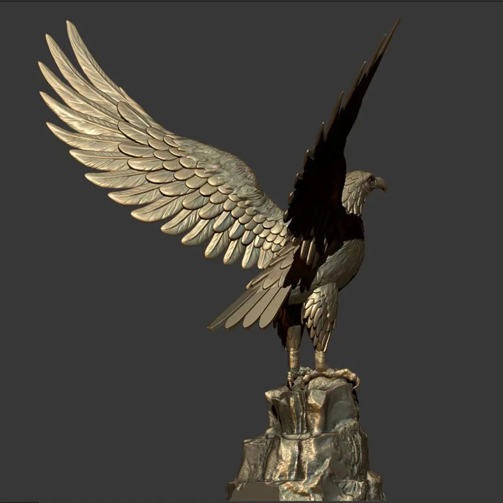 Bronze Garden Eagle Sculpture 3D rear design