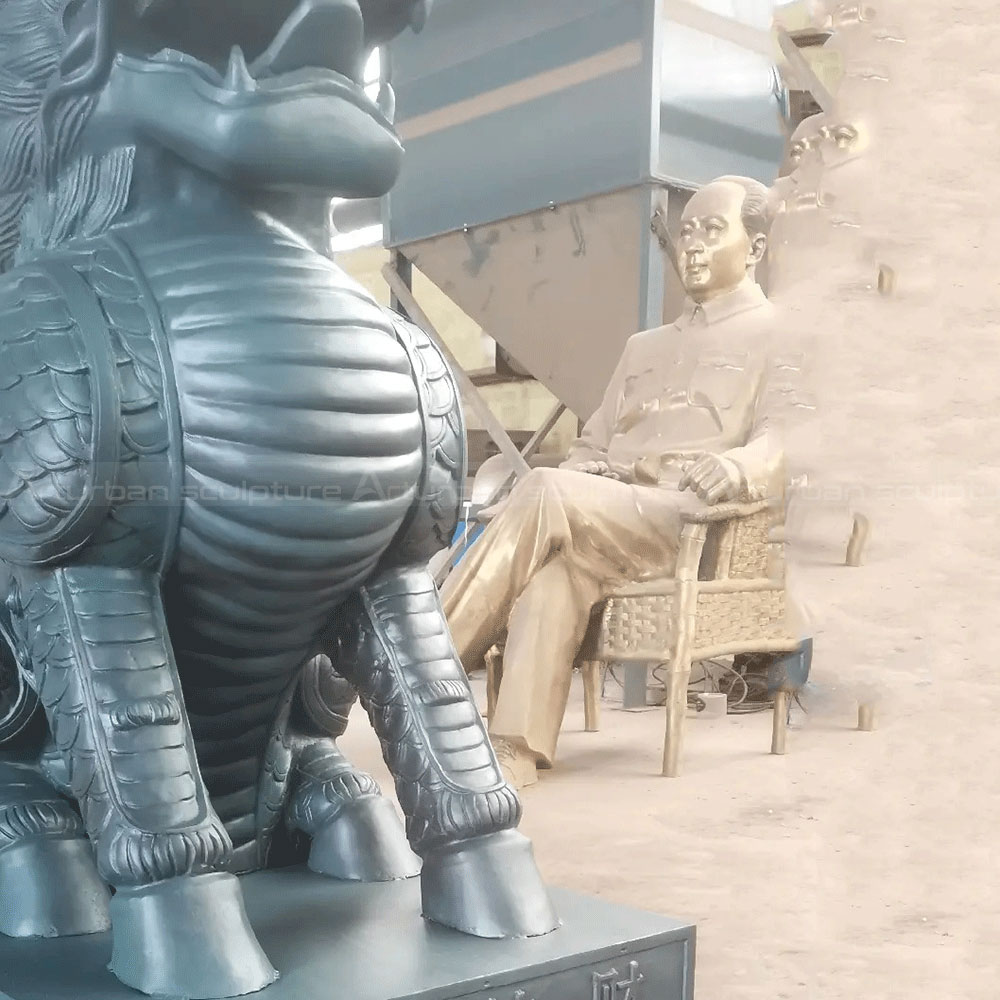 Bronze Kirin Sculpture close-up of armored forelegs