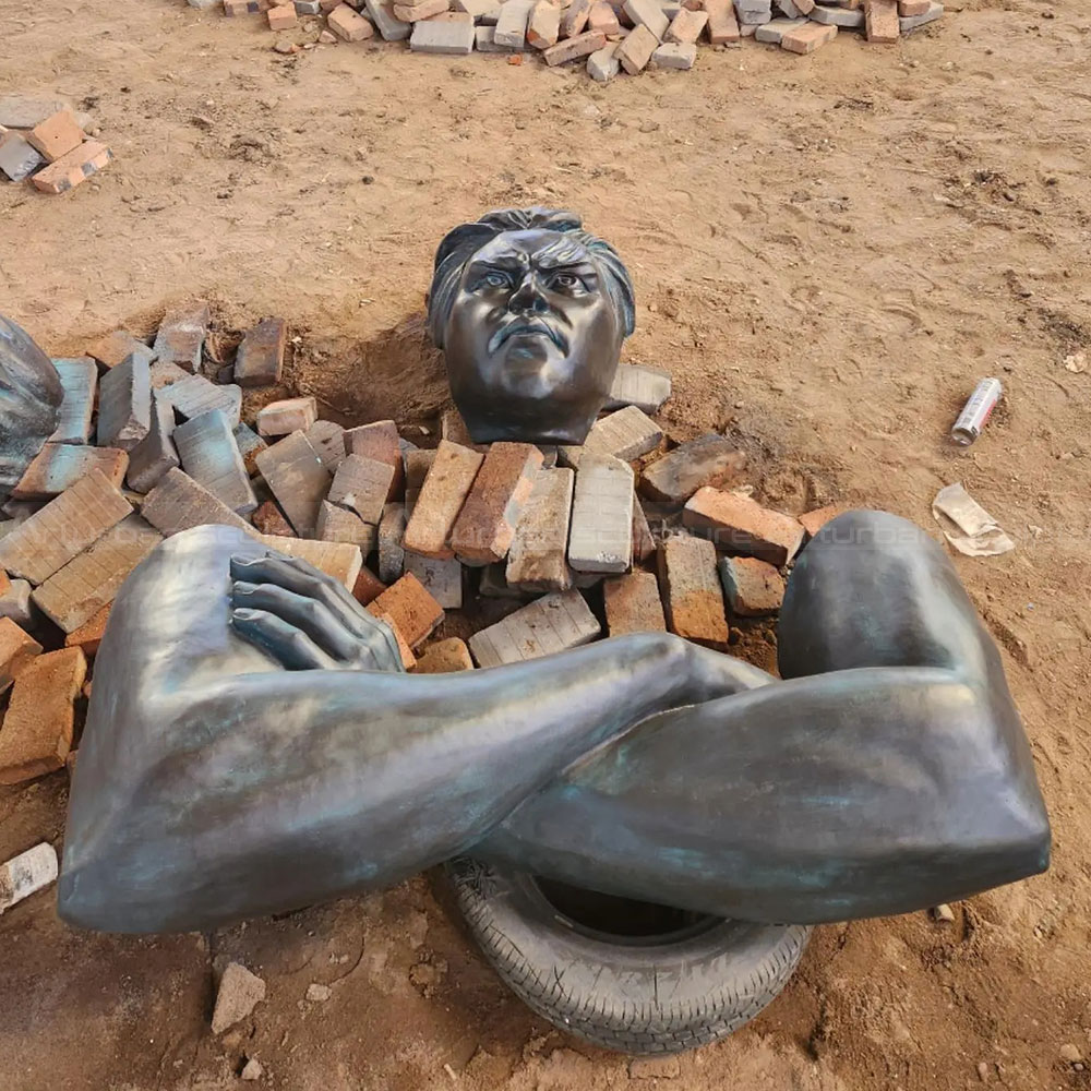 Bronze Man Wall Statue with crossed arms