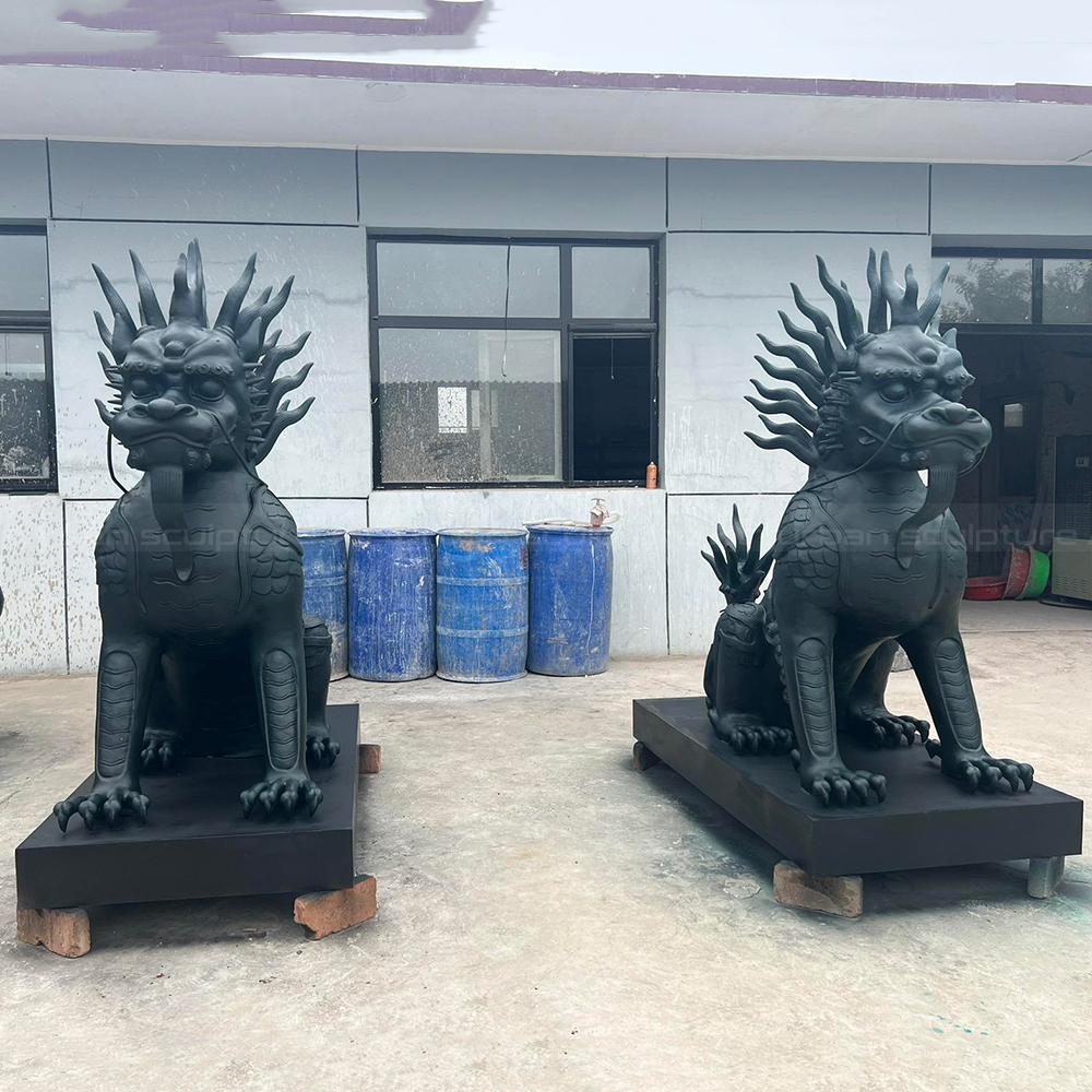 Bronze Qi Lin Statue matching entrance pair