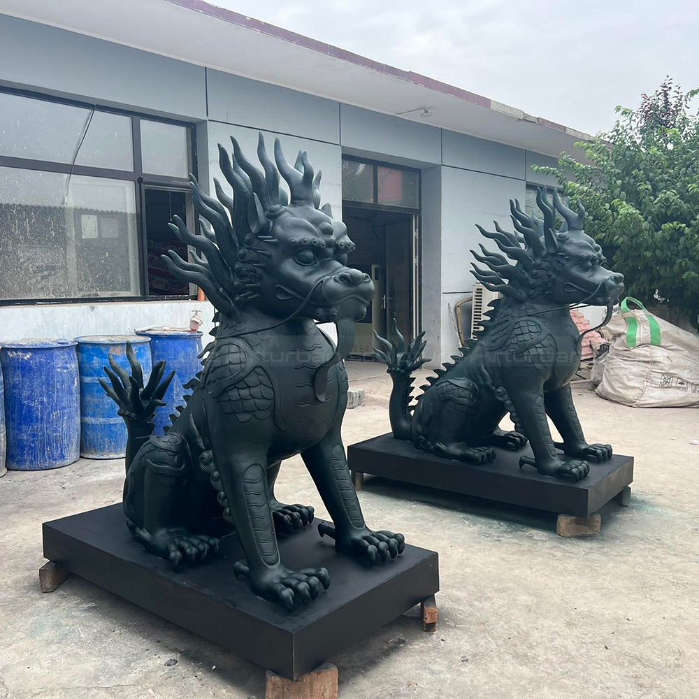 Bronze Qi Lin Statue pair outdoor display