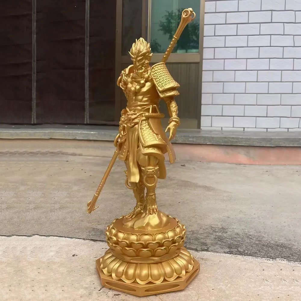 Bronze Sun Wukong Sculpture holding long staff