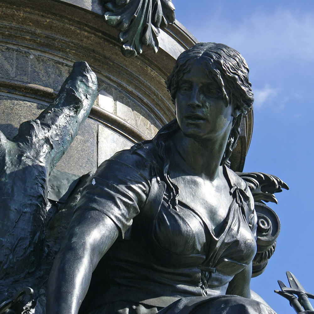 Bronze allegorical woman on Philadelphia monument base