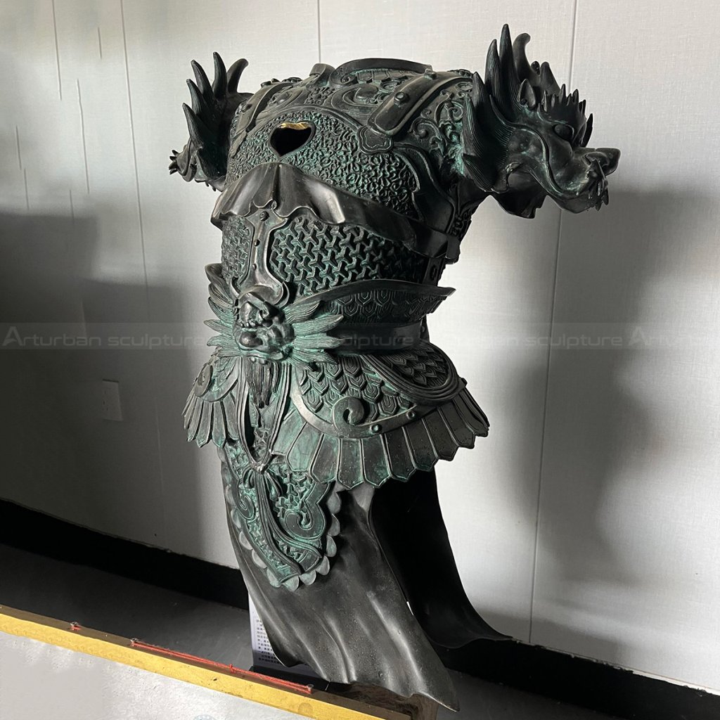 Bronze armor sculpture detailed side angle