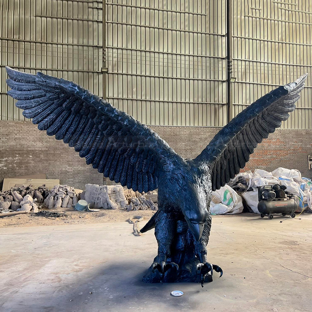 Bronze eagle garden statue for sale front view