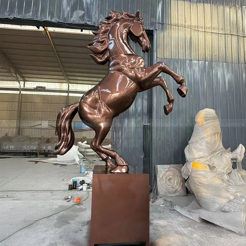 Brown fiberglass Rearing Horse Statue for Sale