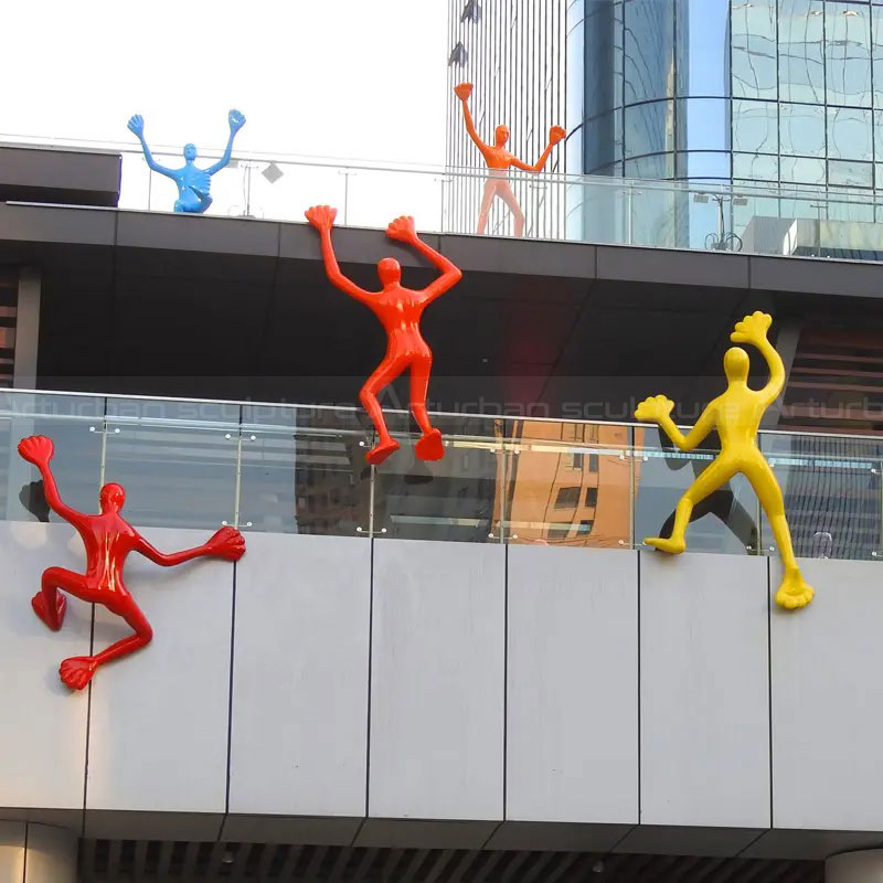 Colorful fiberglass Climbing Man Art Sculpture display