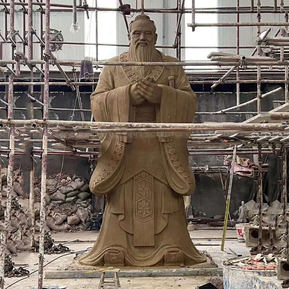 Confucius Sculpture clay model in workshop