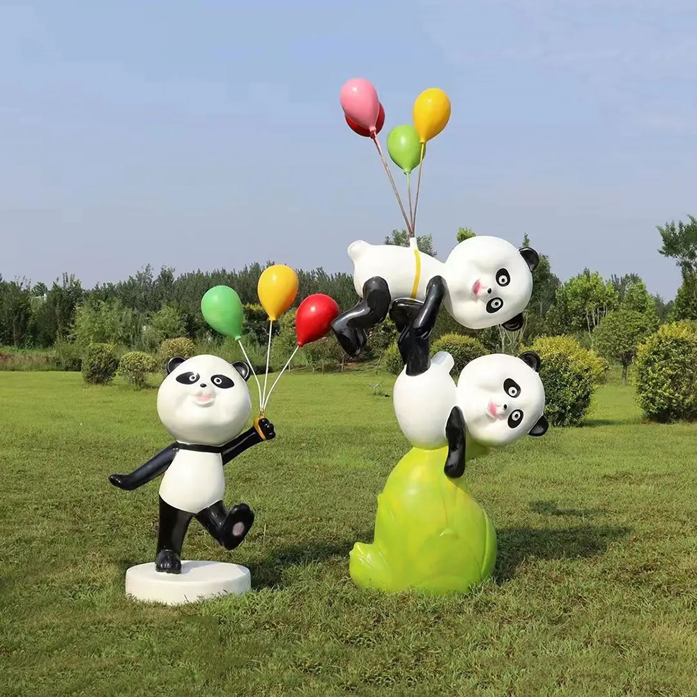 Cute Panda Sculpture fiberglass outdoor statue