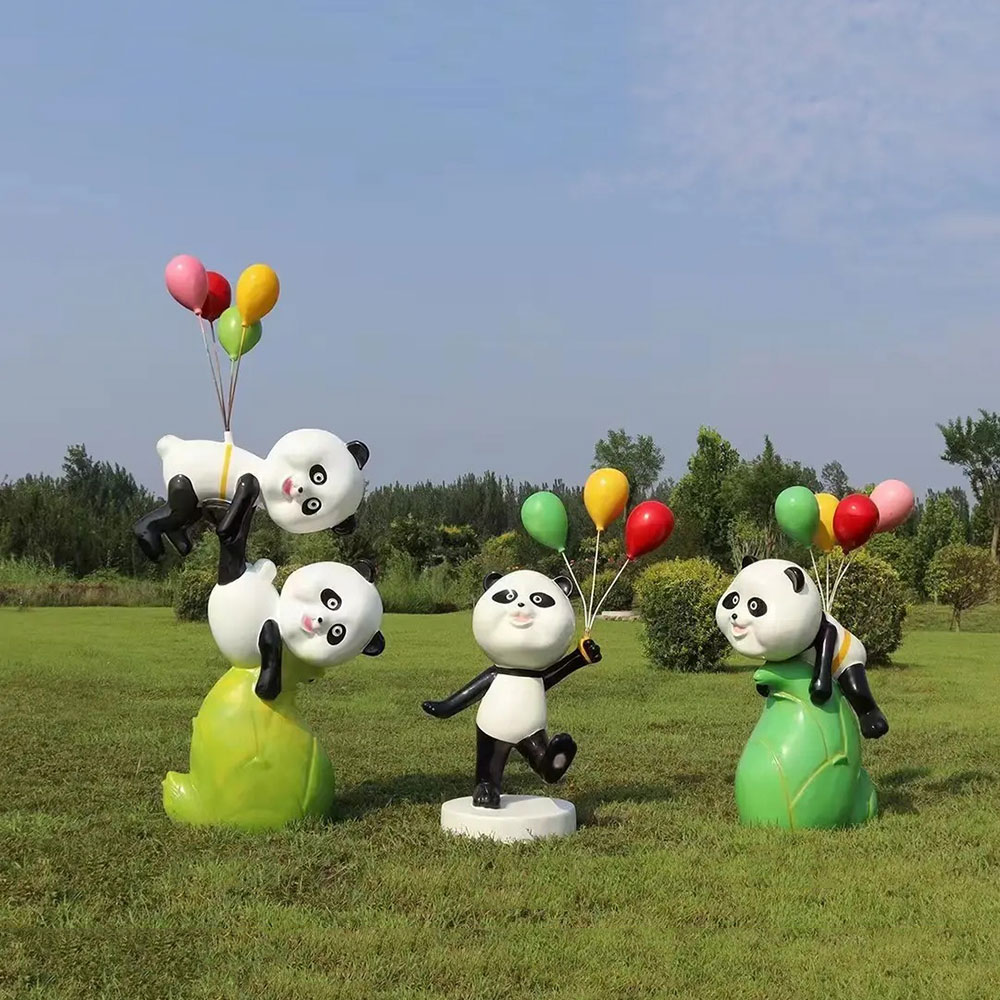 Cute Panda Sculpture with fiberglass balloon figures