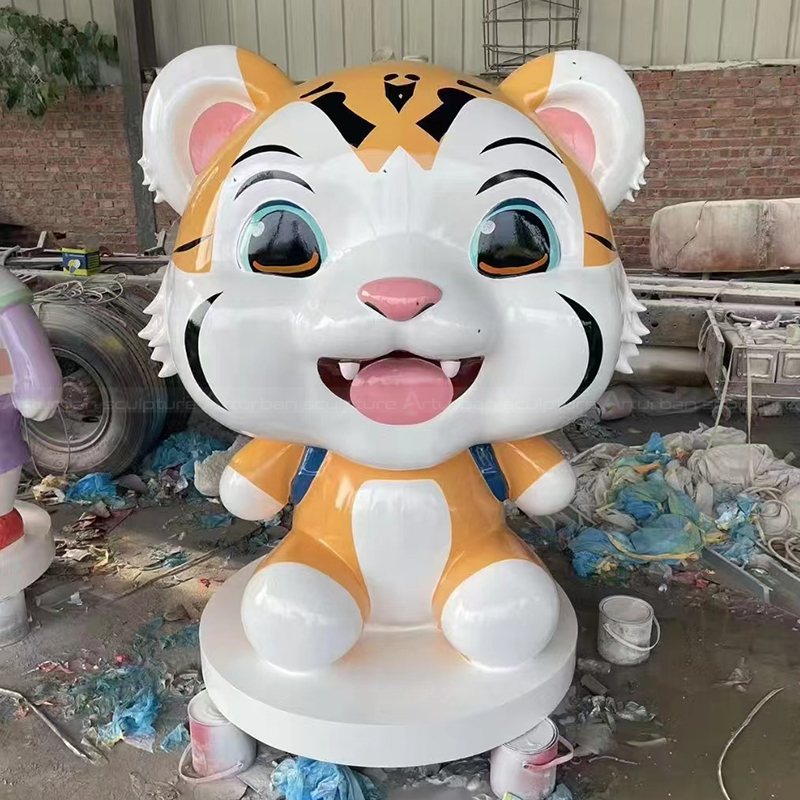Cute Tiger Statue Cartoon Mascot Sculpture