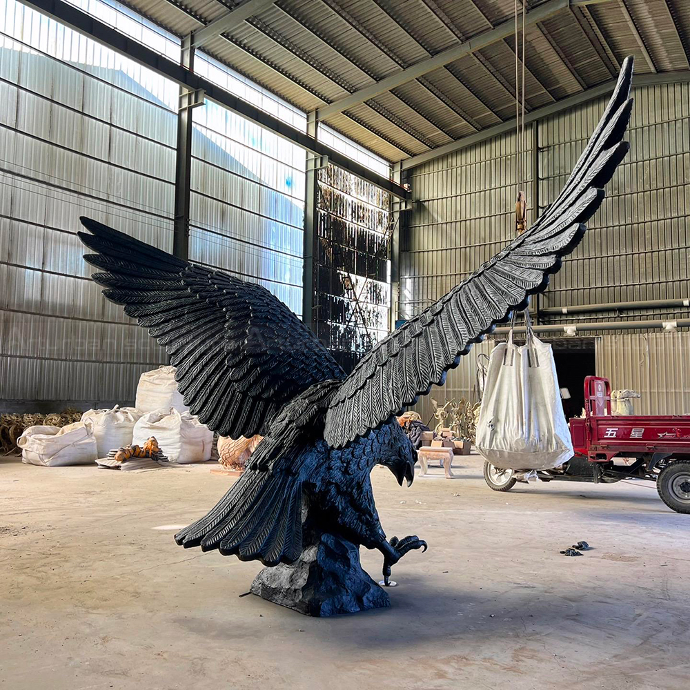 Eagle garden statue for sale bronze rear view