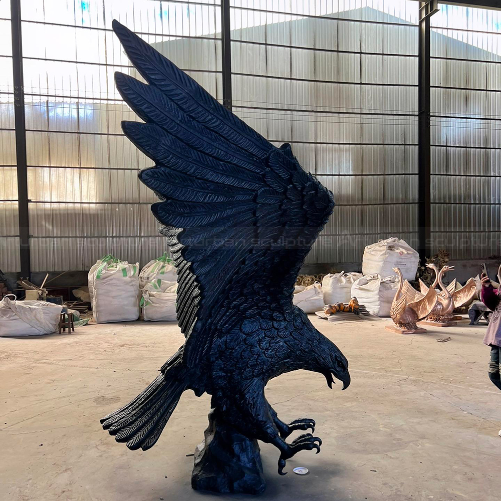 Eagle garden statue for sale bronze side view