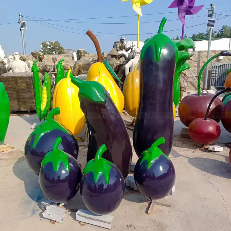 Eggplant Garden Statue fiberglass set