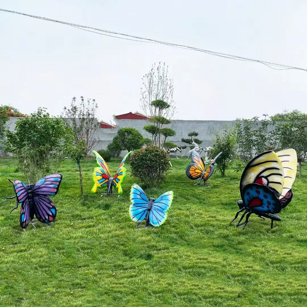Fiberglass Butterfly Outdoor Statue colorful garden group