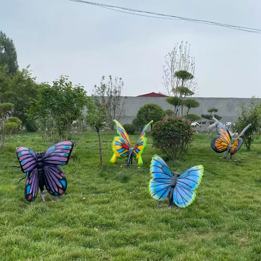 Fiberglass Butterfly Outdoor Statue colorful group