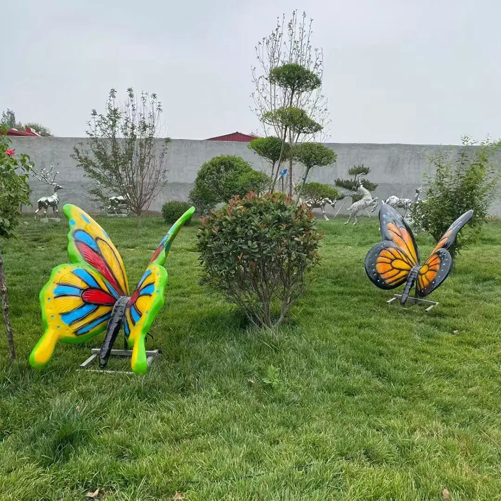 Fiberglass Butterfly Outdoor Statue with colorful wings