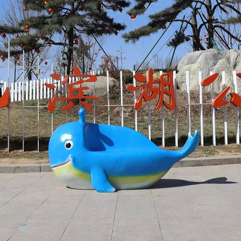 Fiberglass Cartoon Whale Bench for outdoor seating