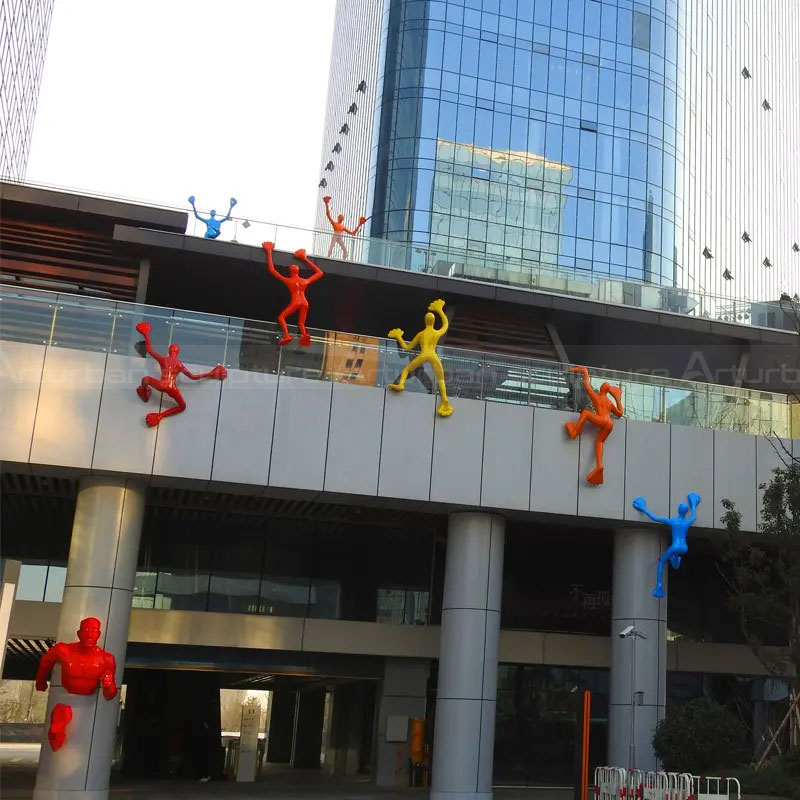 Fiberglass Climbing Man Art Sculpture group