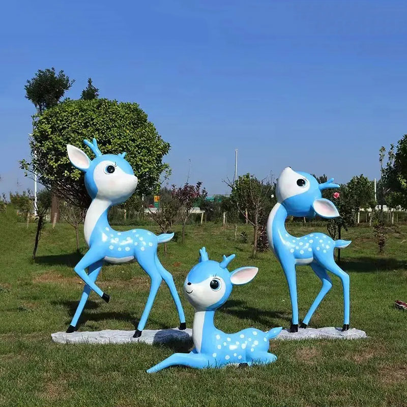 Fiberglass Cute Deer Ornament blue family group