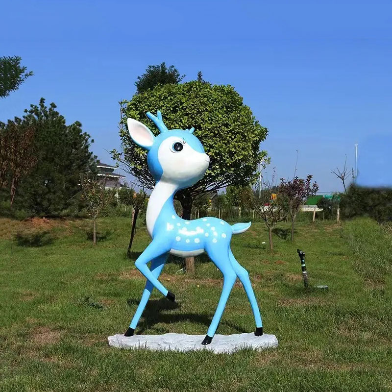 Fiberglass Cute Deer Ornament blue raised leg