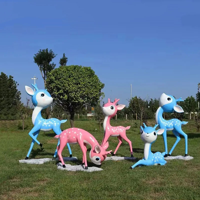 Fiberglass Cute Deer Ornament colorful herd display