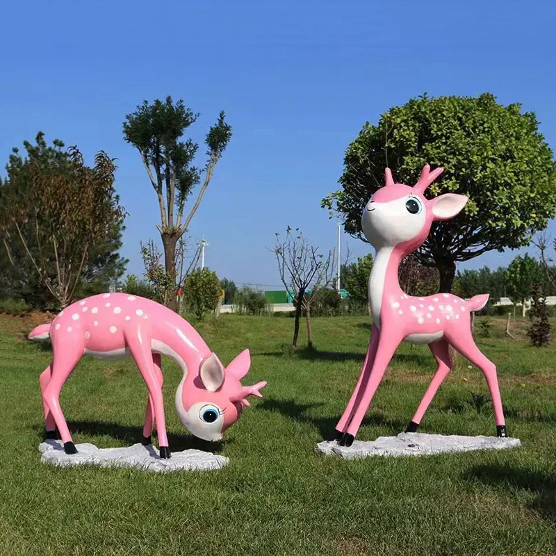 Fiberglass Cute Deer Ornament pink deer pair