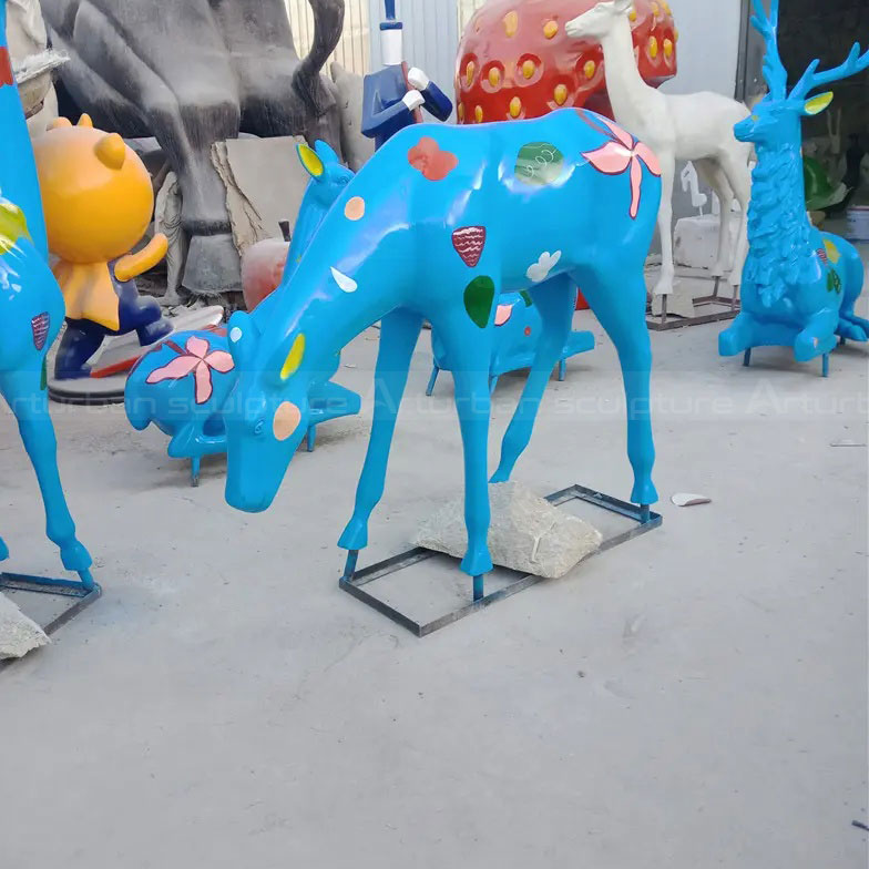 Fiberglass Decorative Deer Statue in grazing pose