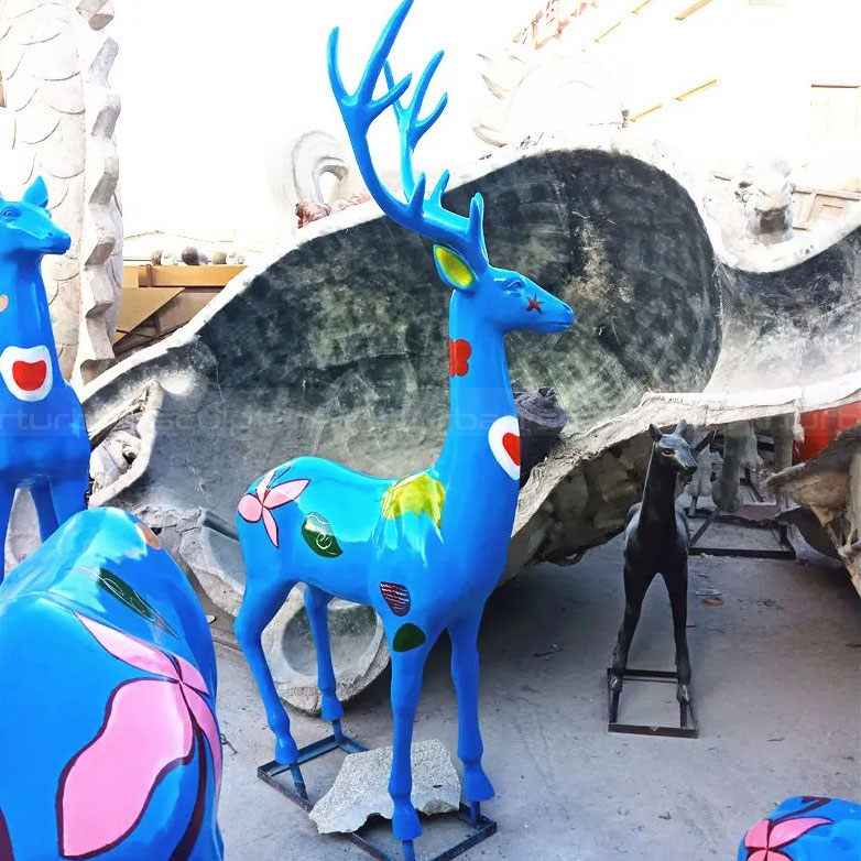 Fiberglass Decorative Deer Statue with branching antlers