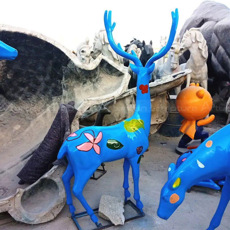 Fiberglass Decorative coloful Deer Statue