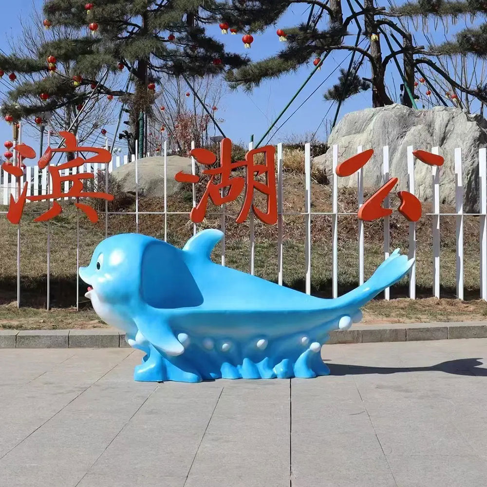 Fiberglass Dolphin Bench with wave base design