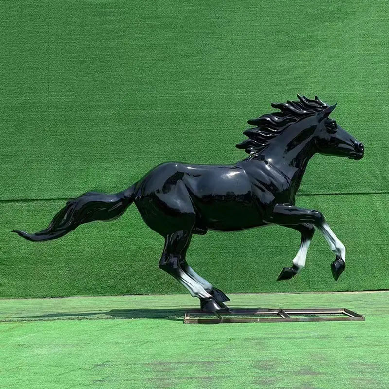 Fiberglass Galloping Horse Sculpture in dynamic running pose