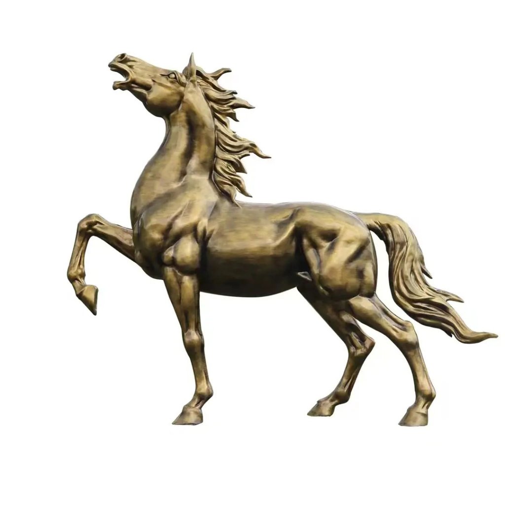 Fiberglass Horse with One Leg up Statue