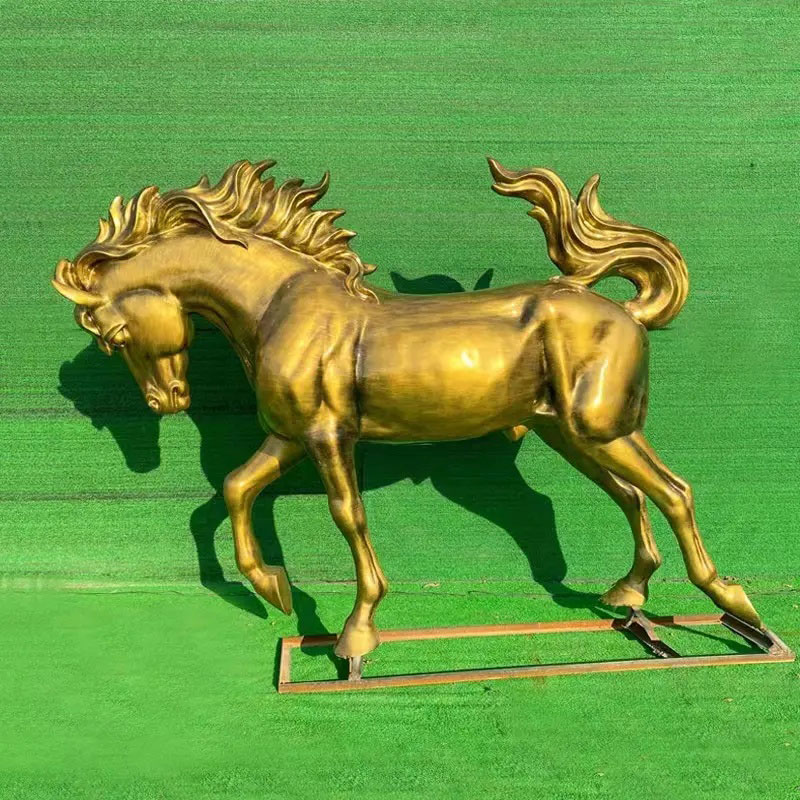 Fiberglass Horse with One Leg up Statue bowing